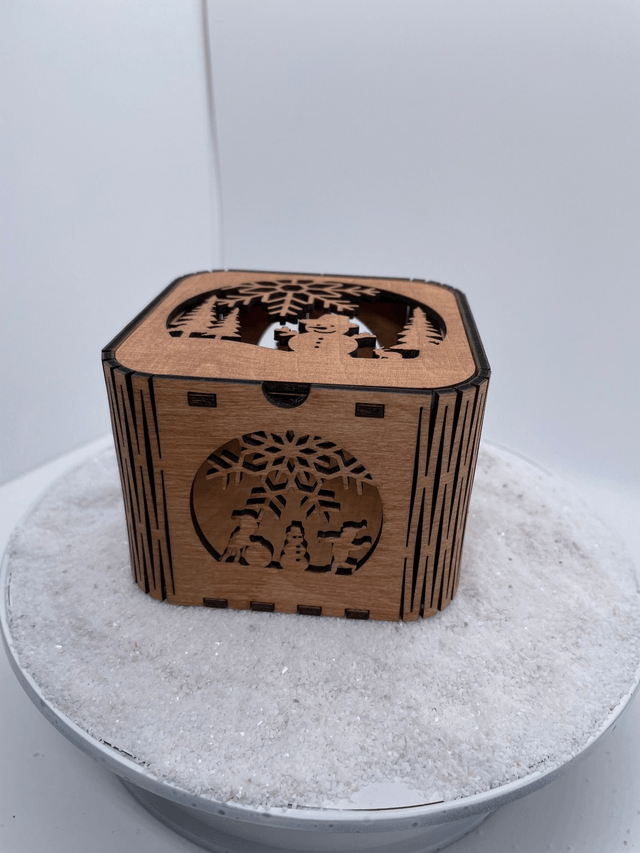 Boîte en bois Cadeau Bonhomme de neige.