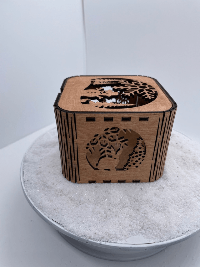Boîte en bois Cadeau Bonhomme de neige.