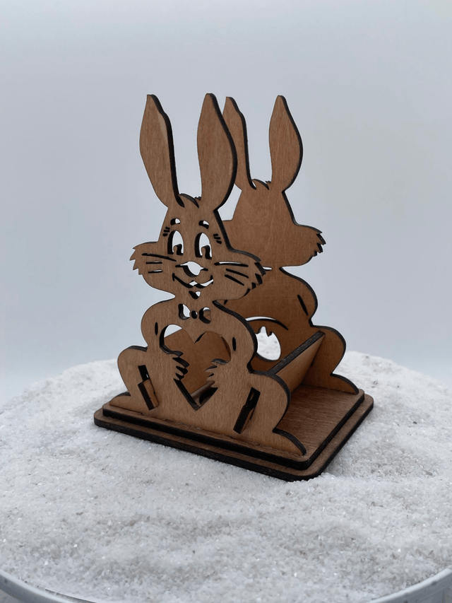 Porte oeuf pour Pâques en forme de double lapin